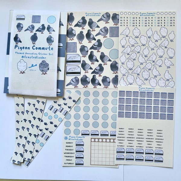 Juego de pegatinas para diario de viaje de palomas