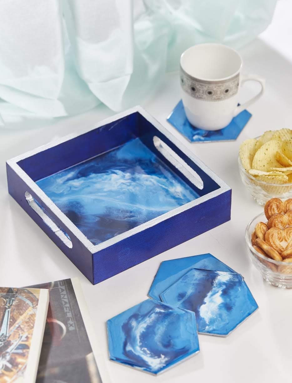 Resin Tray and Coaster Set Etsy