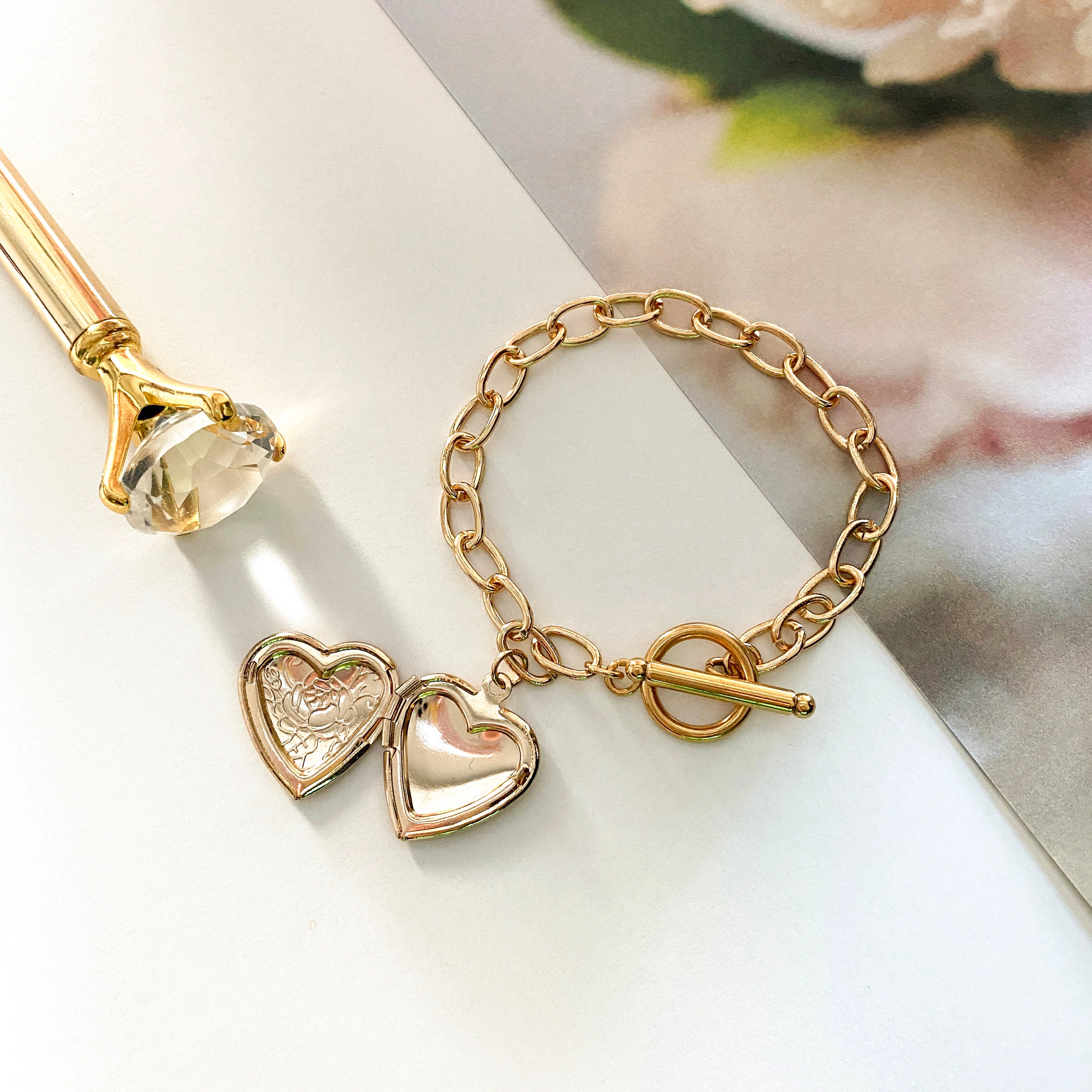  Mesnt Friendship Bracelets, Titanium Gold Heart Charm Bracelets  for Girls, Gold: Clothing, Shoes & Jewelry