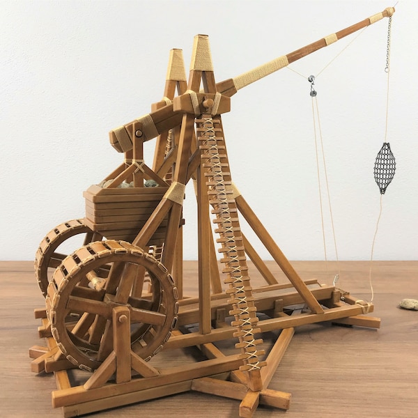 Trebuchet - DIY Kit or Finished model - Desktop Replica - More Color Variation - Functional Medieval War Machine - over 120 Plastic Parts