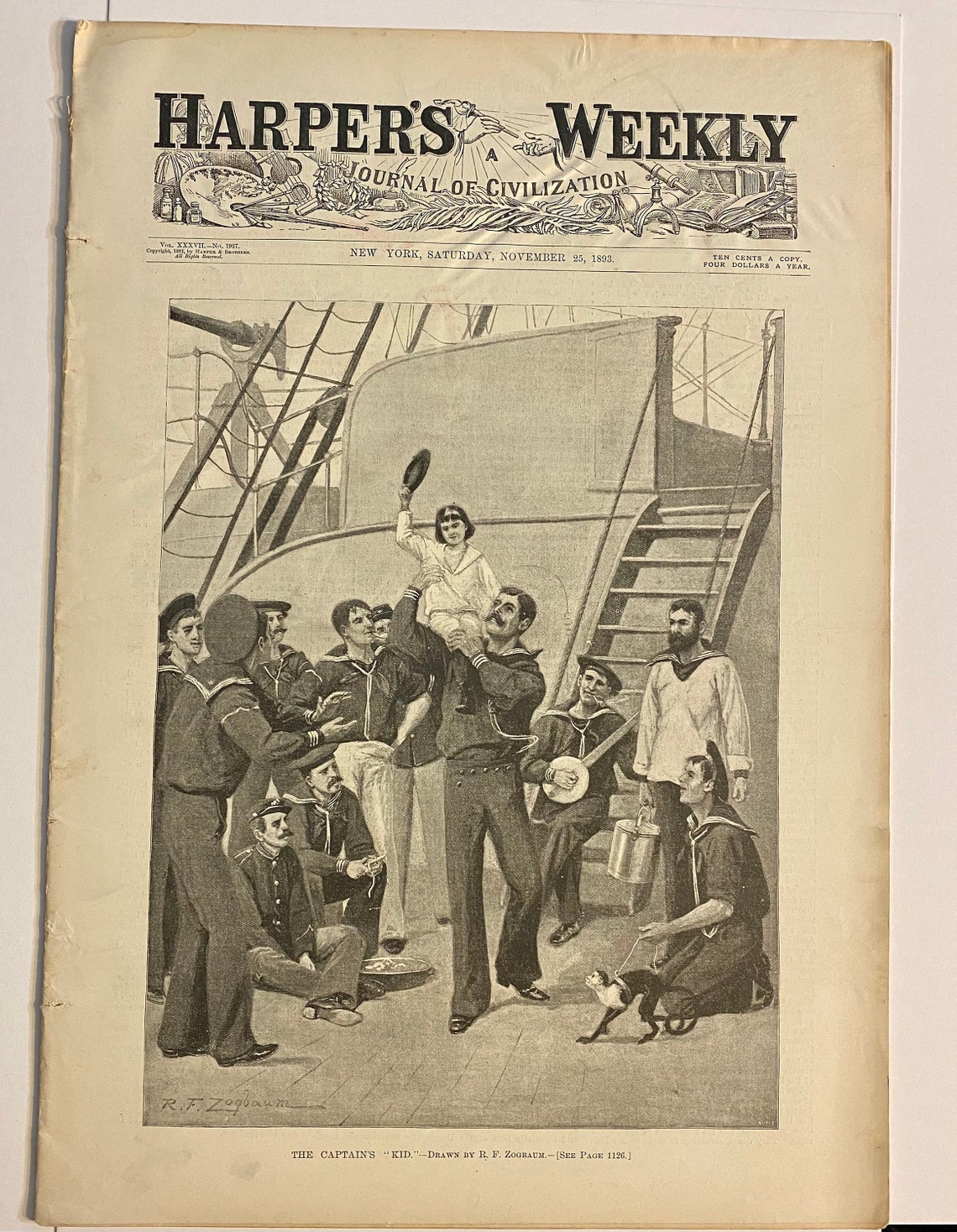Harpers Weekly Magazine November 25th 1893. Etsy
