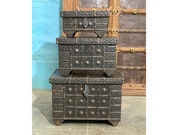 Wooden and Iron Chest set of 3 Wooden and Iron chest Indian wooden chest Dowry chest Wedding chest Hope chest Indian furniture