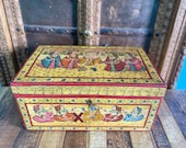 Antique Indian hand painted cash box Indian trunk box, jewelry box, Wedding trunk dowry chest Wooden painted box wedding box