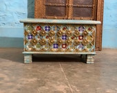 Distressed Indian storage trunk, Rustic Ethnic trunk, dowry chest, hope chest, blanket box, end table, coffee table furniture, home living