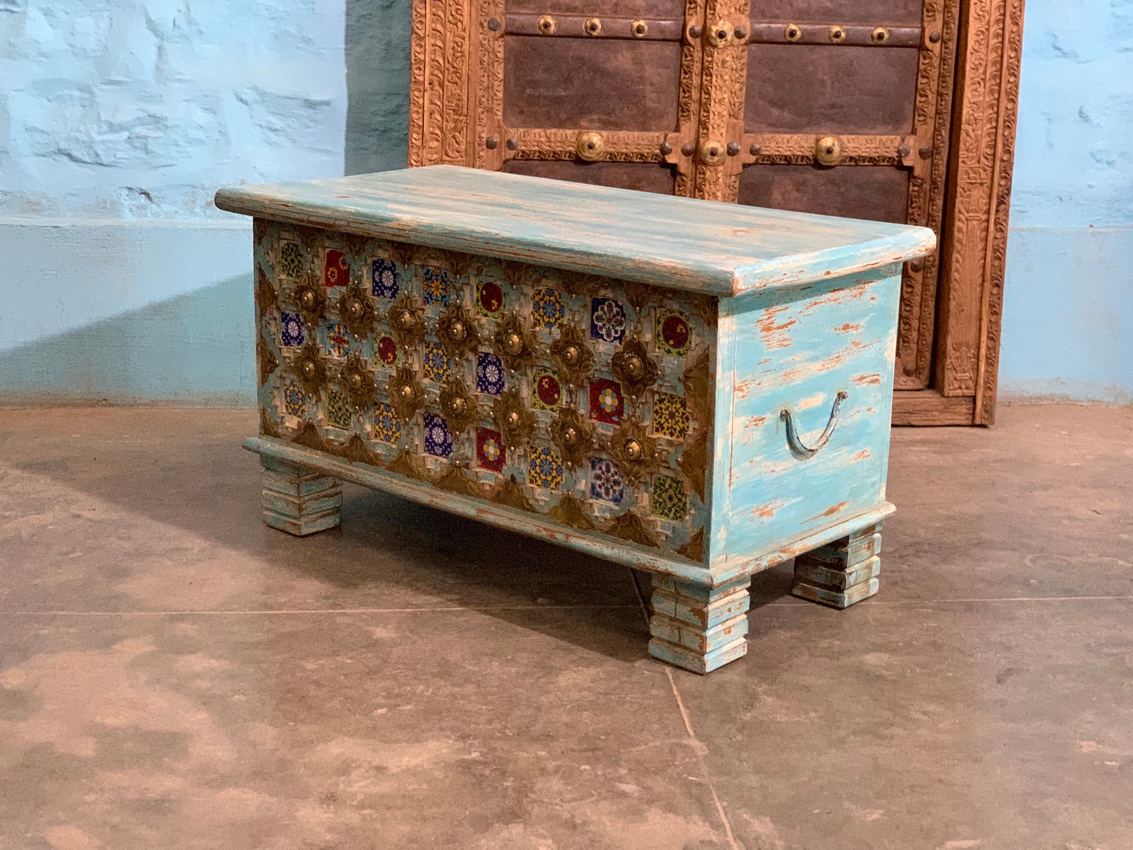 Distressed Indian storage trunk Rustic Ethnic trunk dowry Etsy