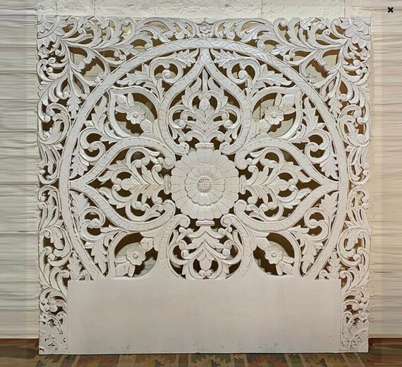 Wooden Carved distressed Bedhead bed head bedroom furniture Etsy