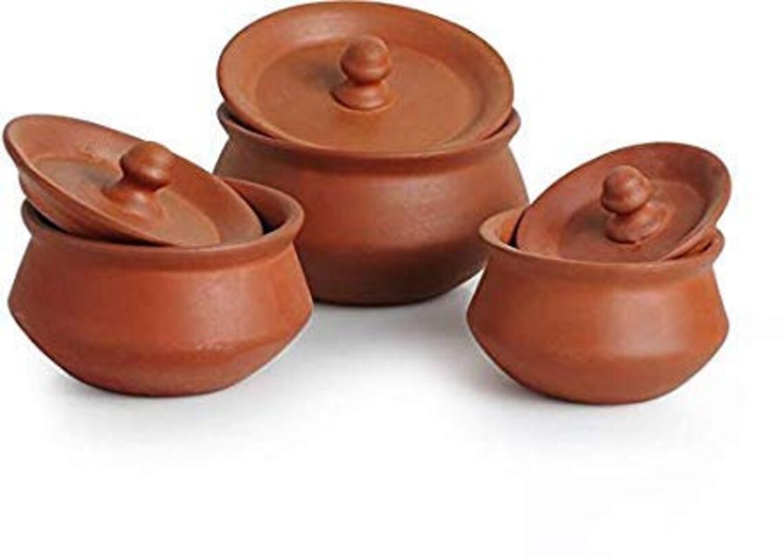 Indian clay mitti earthen pots for cooking and serving/ Clay Etsy