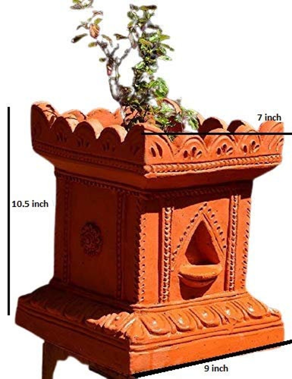 Terracotta artware pot/ Clay tulsi plant pot/ Mitti artware Etsy