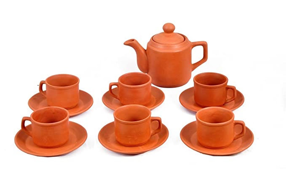 Indian clay terracotta MITTI red clay kettle tea cups and Etsy