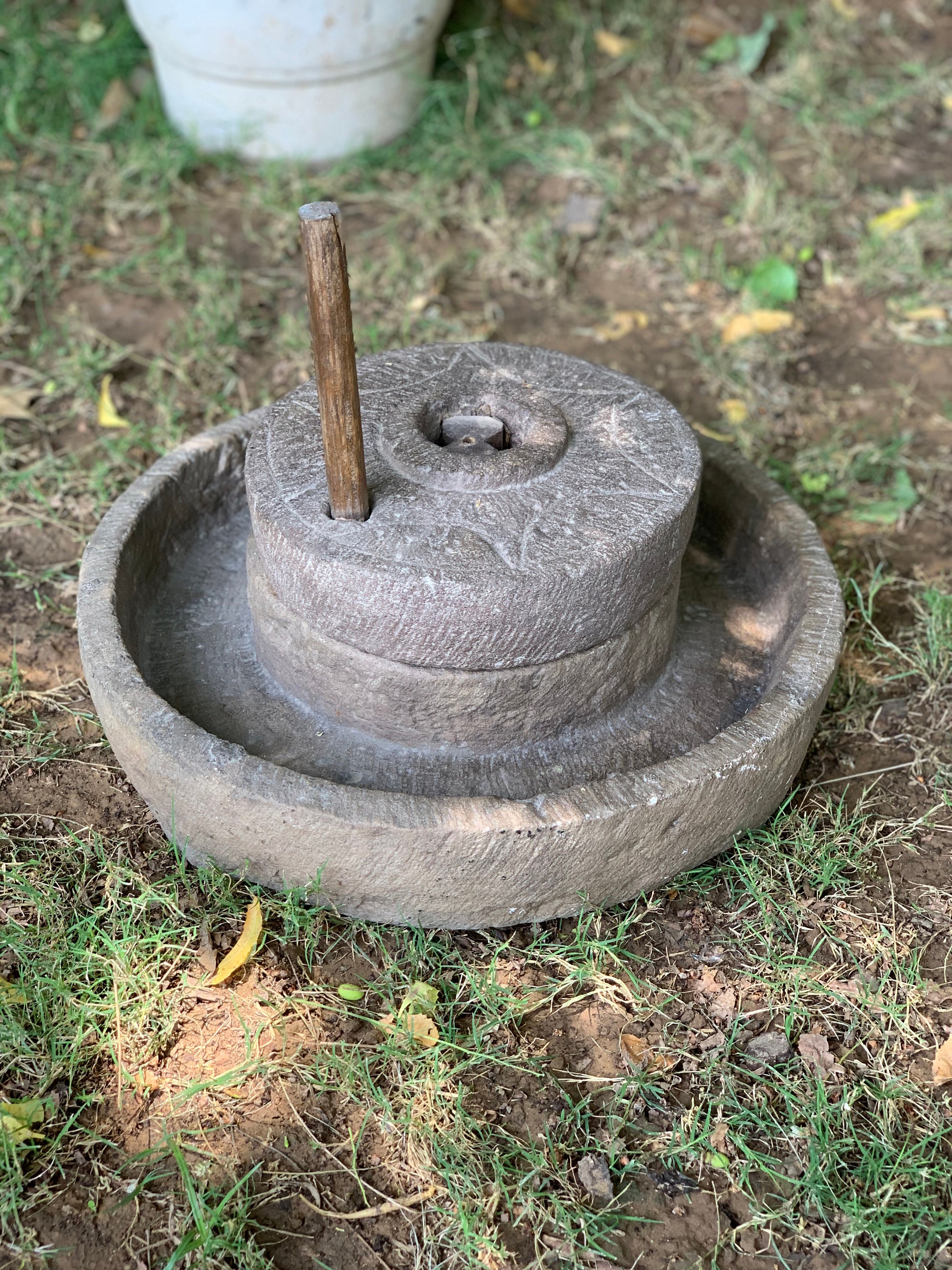 Antique Indian Chakki stone grain grinder pulses spices Etsy
