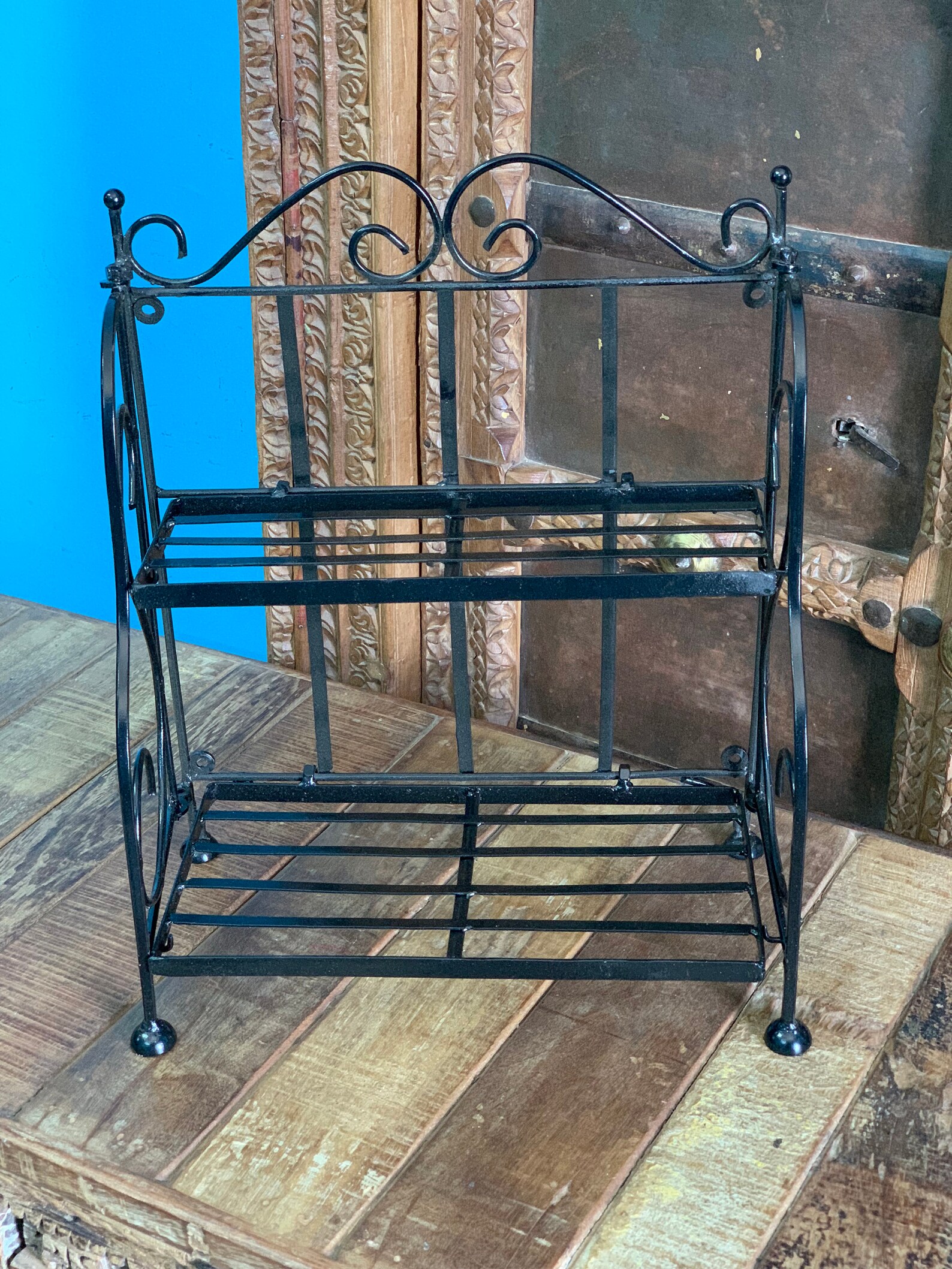 Folding Wrought Iron Spice Shelf Rack/ Iron Foldable Kitchen Etsy