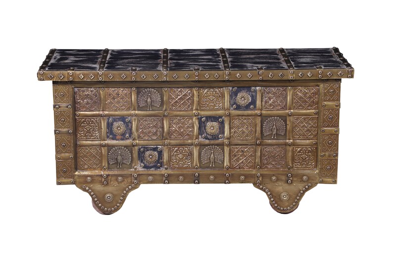 Indian Storage Trunk Rustic Indian Trunk Dowry Chest Hope Etsy