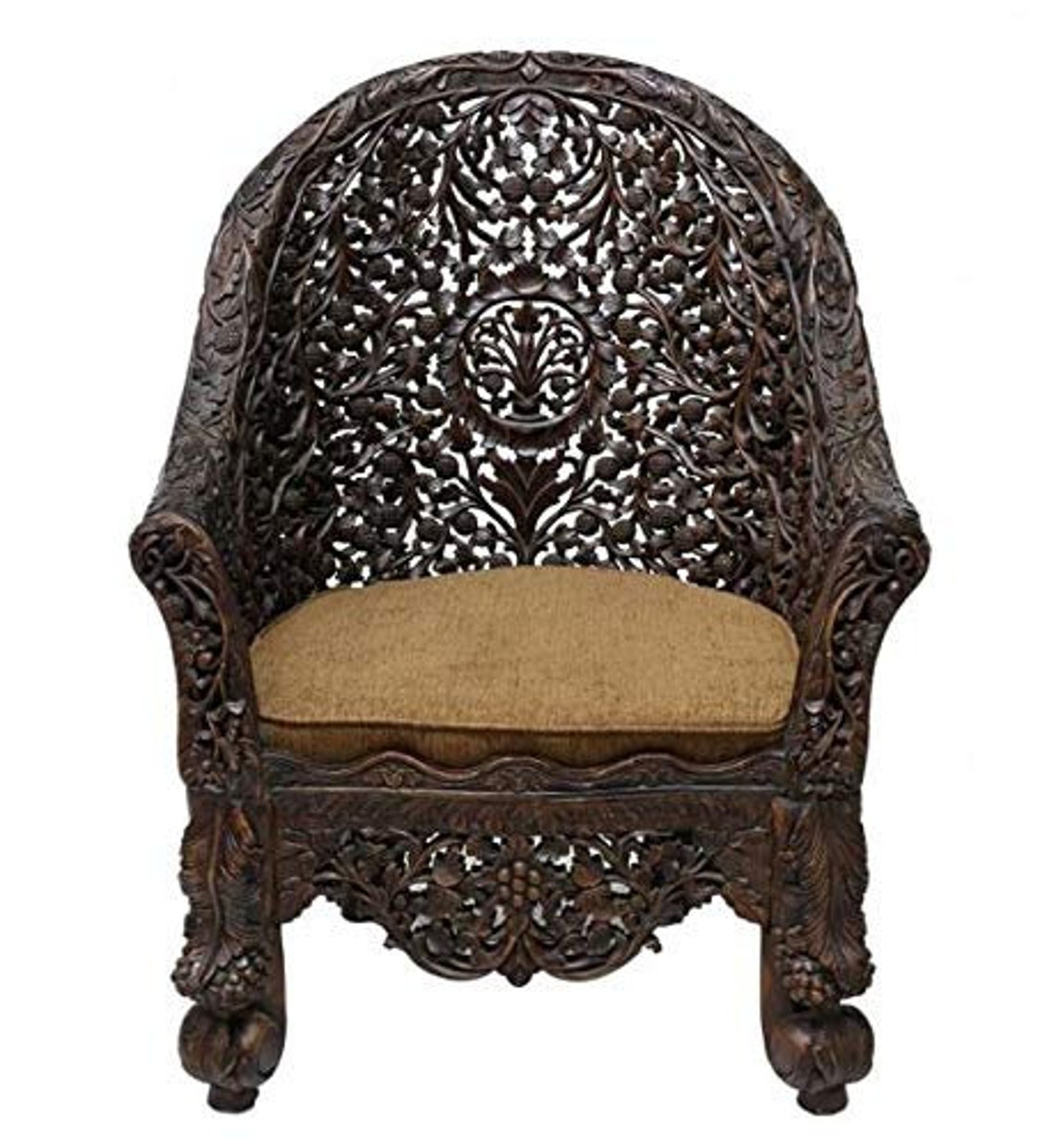 Wooden Hand carved hand made Maharaja chair Indian wooden Etsy