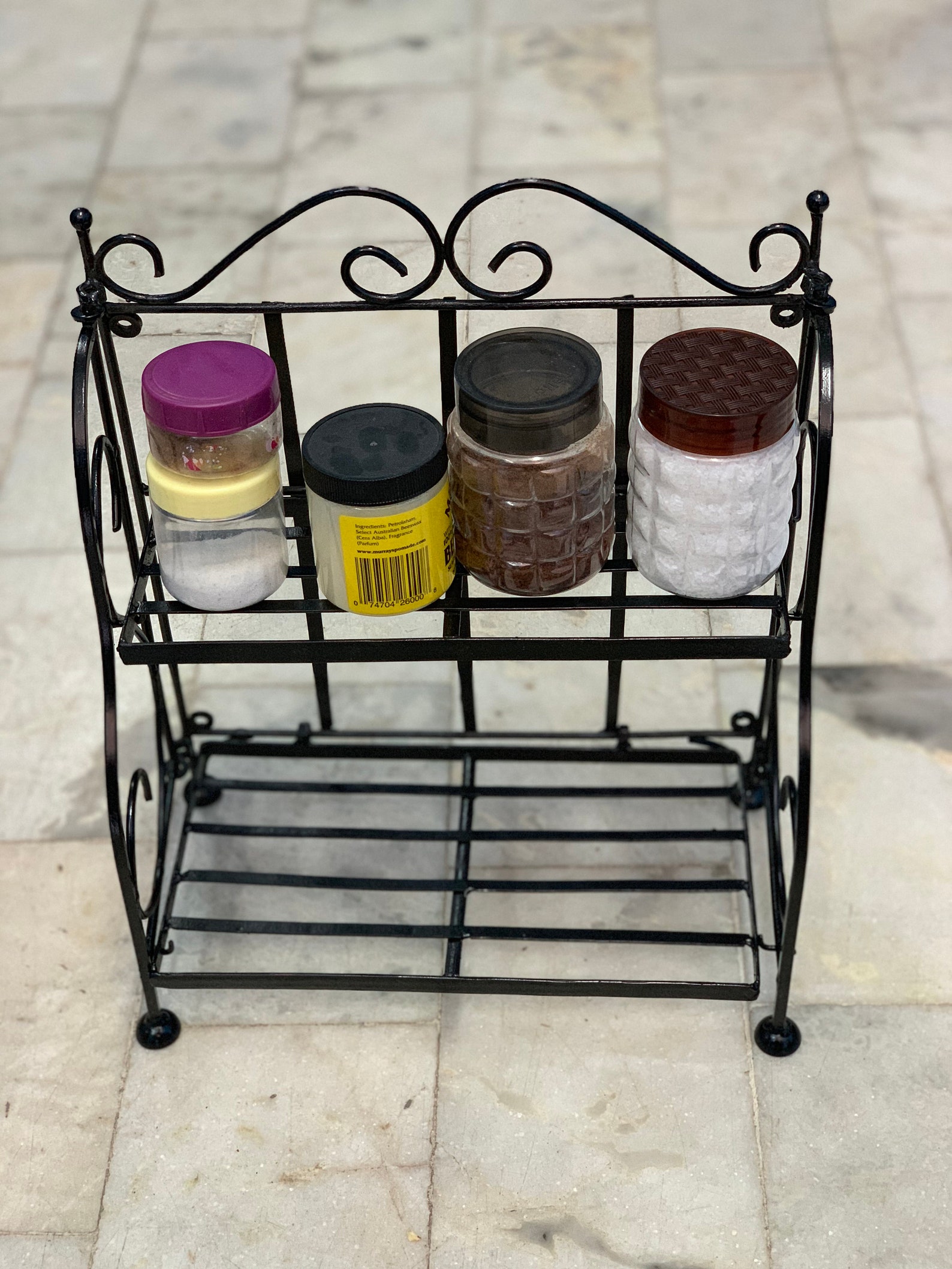Folding Wrought Iron Spice Shelf Rack/ Iron Foldable Kitchen Etsy