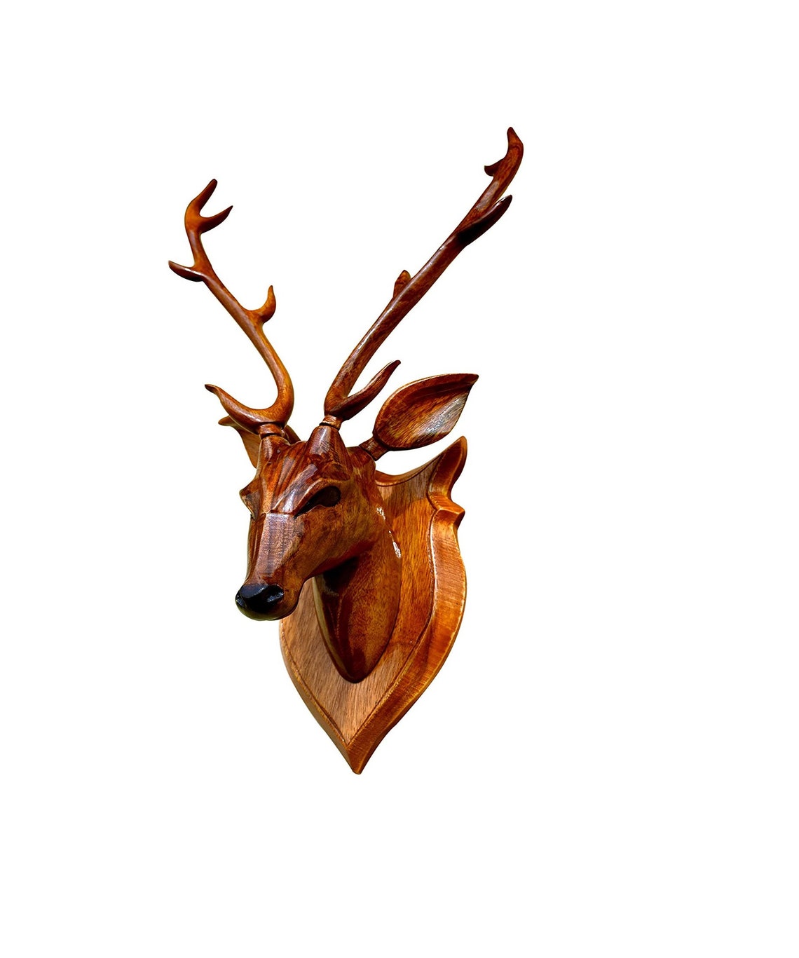 Wooden deer head wall decor carved deer head with antlers Etsy