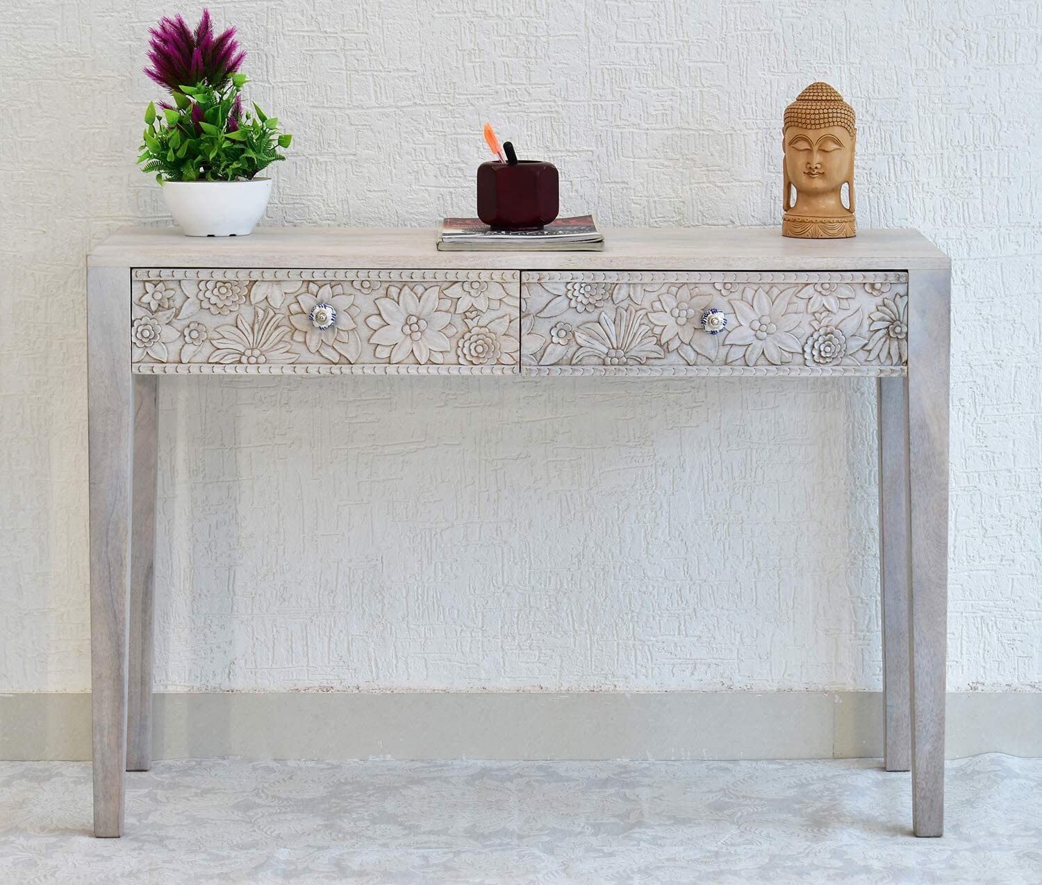 Wooden carved Console table Distressed Indian furniture | Etsy