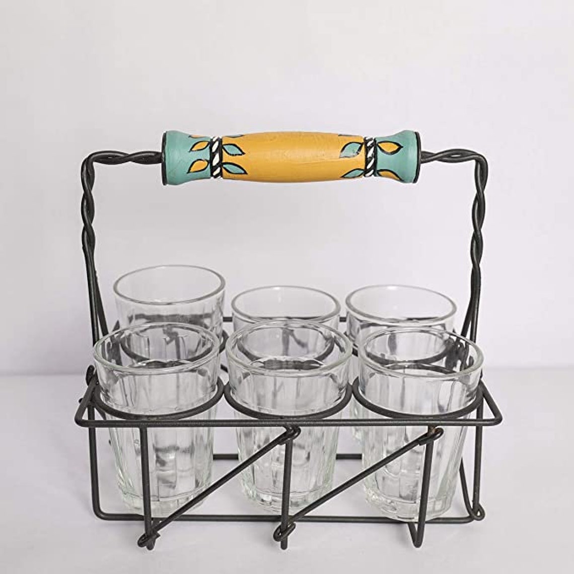 Cutting chai glasses with metal stand Indian tea glasses Etsy