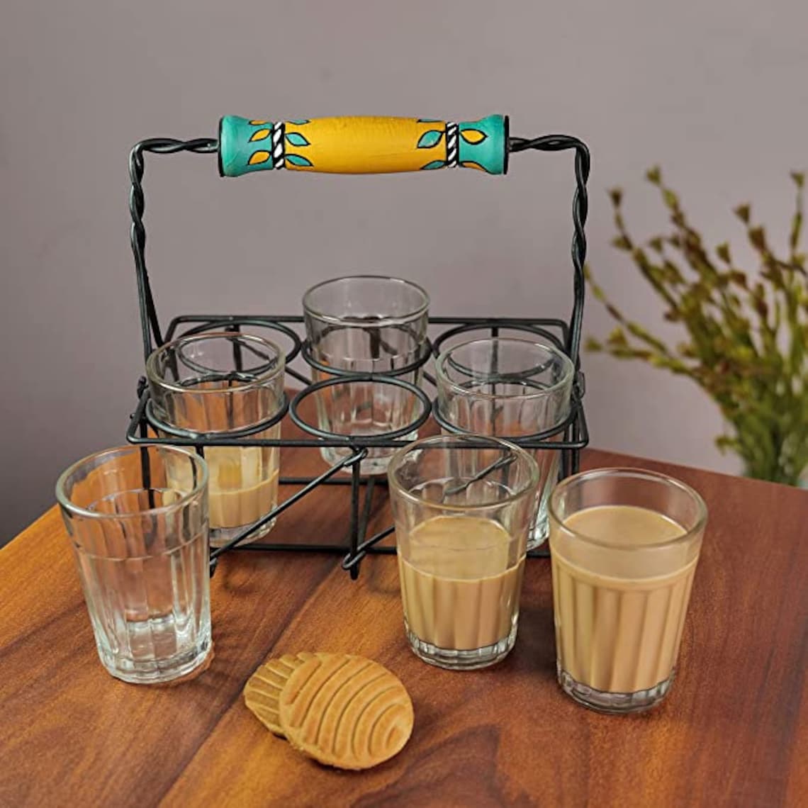 Cutting Chai Glasses With Metal Stand Indian Tea Glasses Etsy