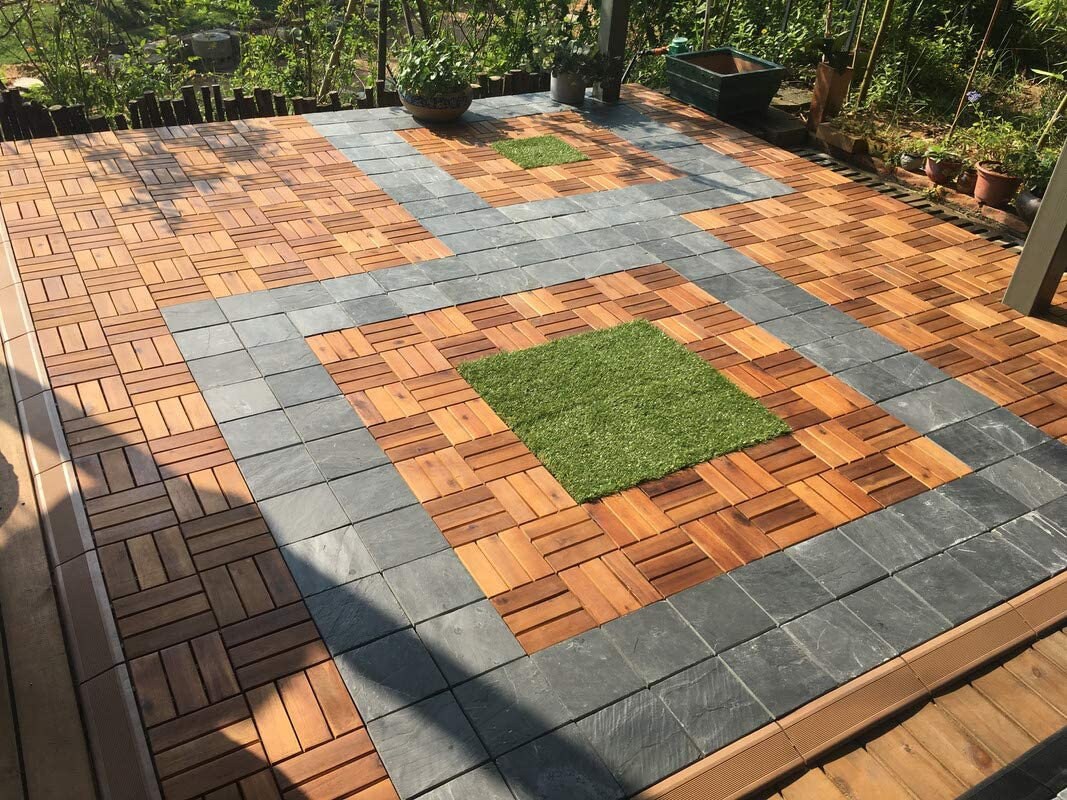 Deck Tiles Hardwood Tiles Interlocking Deck Tiles10 Tiles 12 Etsy UK