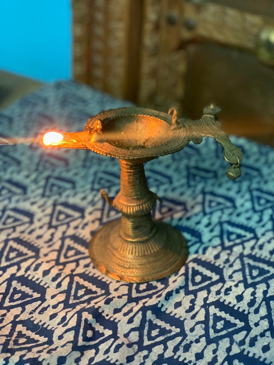 Brass oil lamp/ Brass pooja lamp/ Indian oil lamp/ Indian Etsy