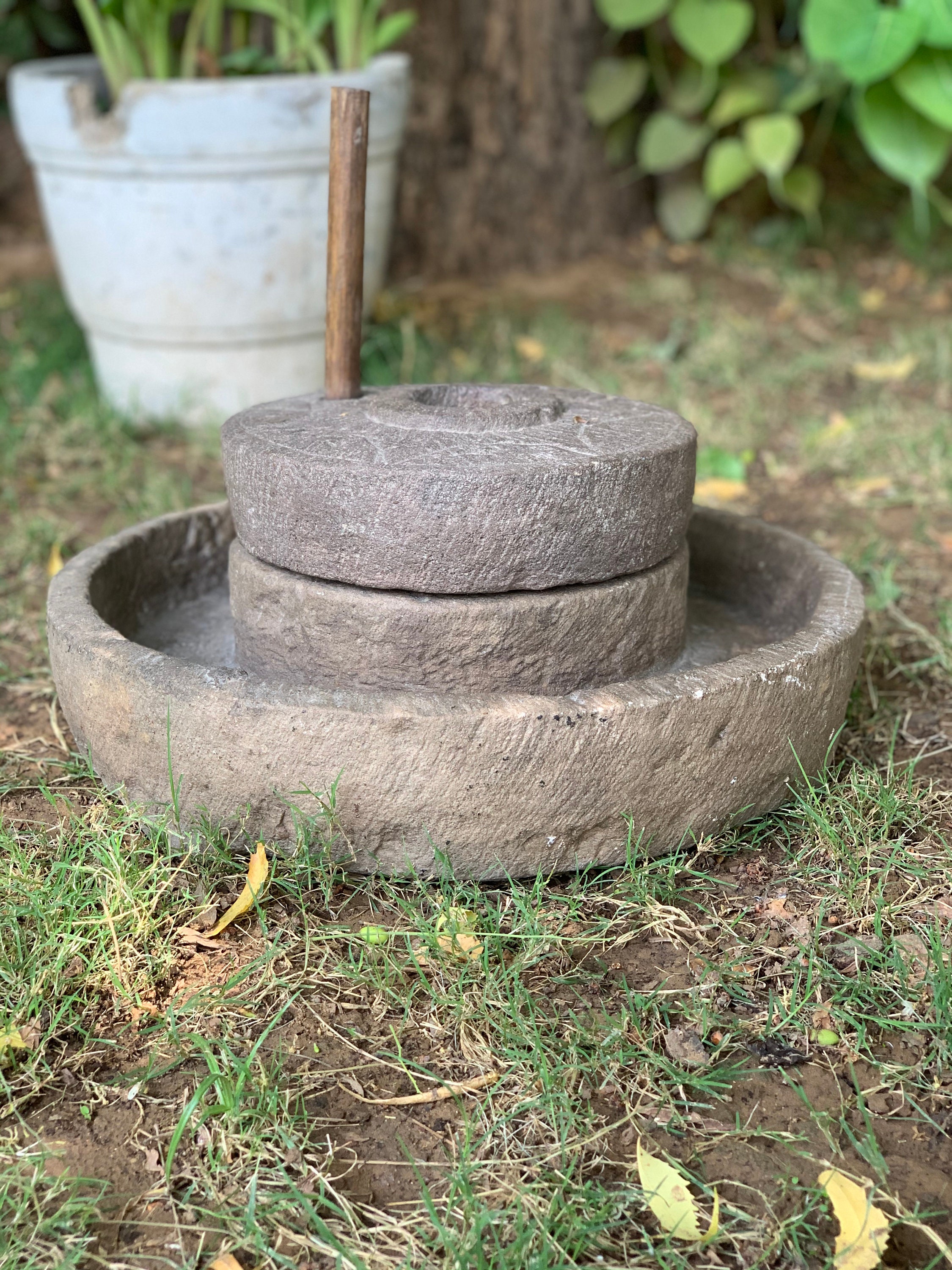 Indian Traditional Stone Grinder Online Antique Indian Chakki stone grain grinder pulses spices | Etsy