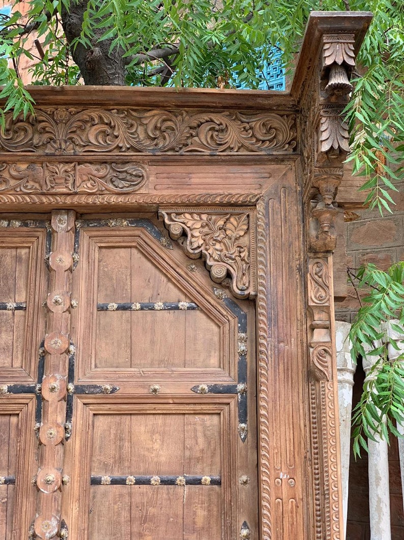 Wooden carved door with frame/ Antique door with frame/ Rare Etsy