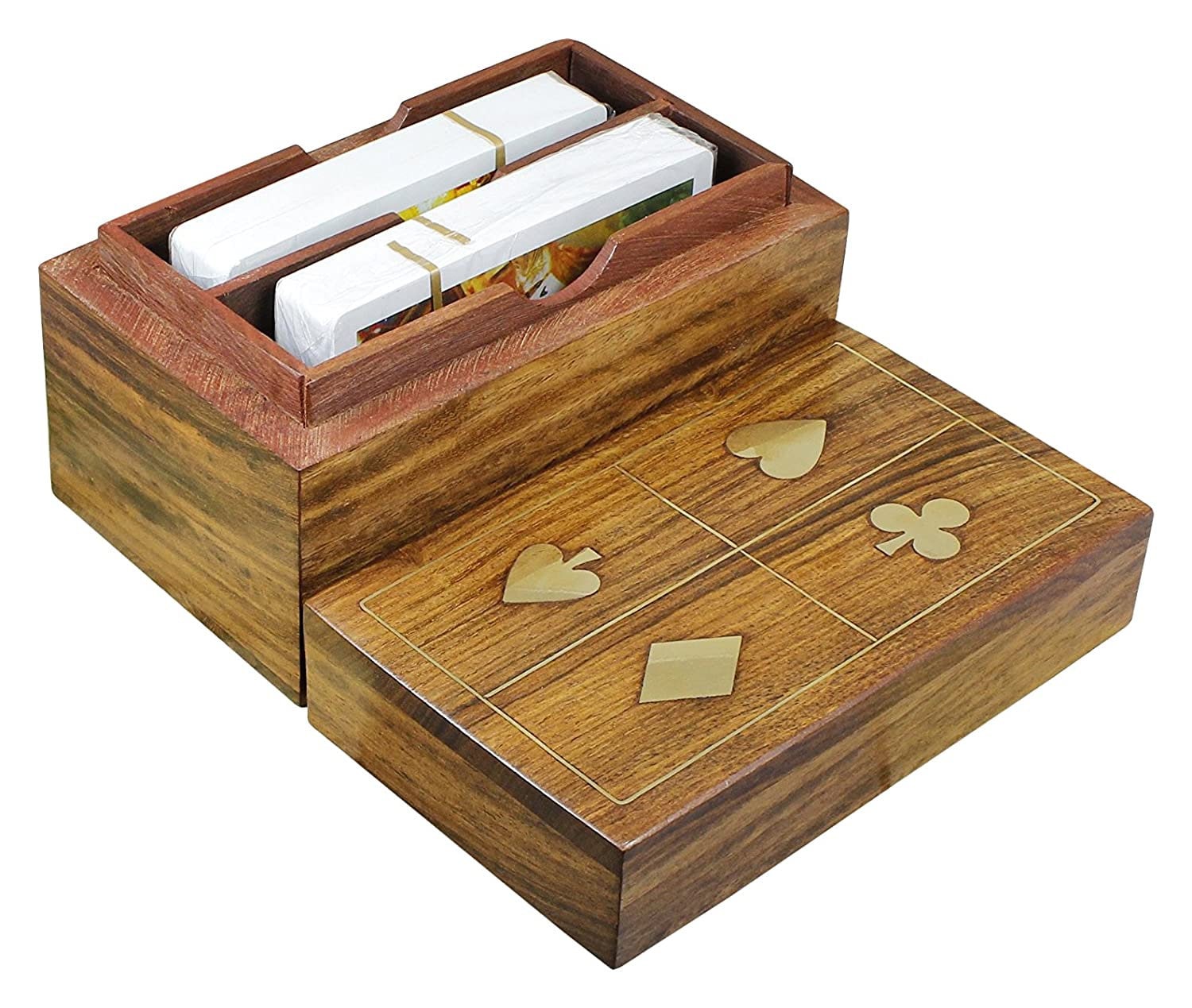 Wooden Playing Cards box for 2 Deck of Cards Tash Card Gold Etsy