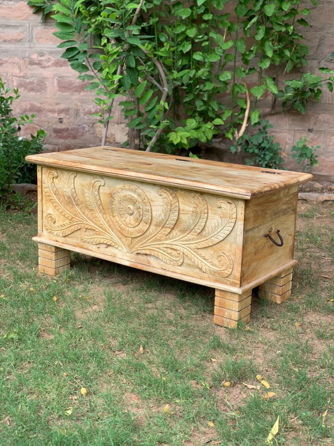 Caja de dote india tallada en madera tronco vintage caja de | Etsy