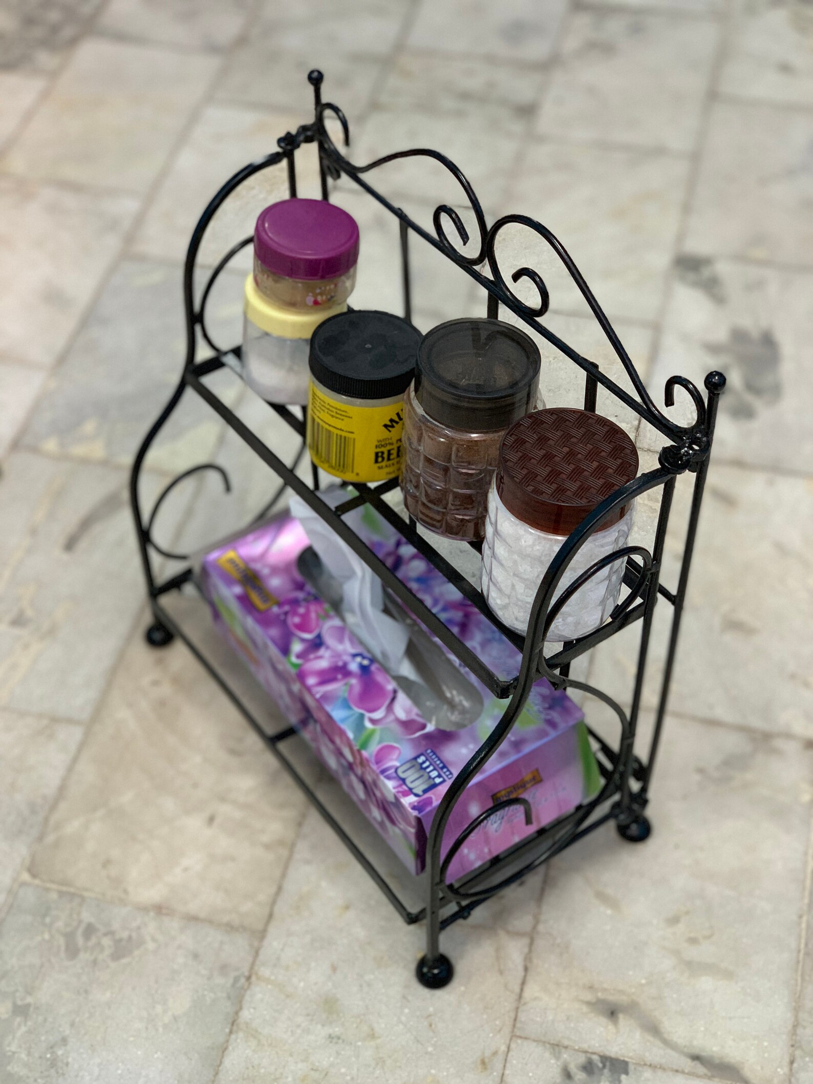 Folding Wrought Iron Spice Shelf Rack/ Iron Foldable Kitchen Etsy