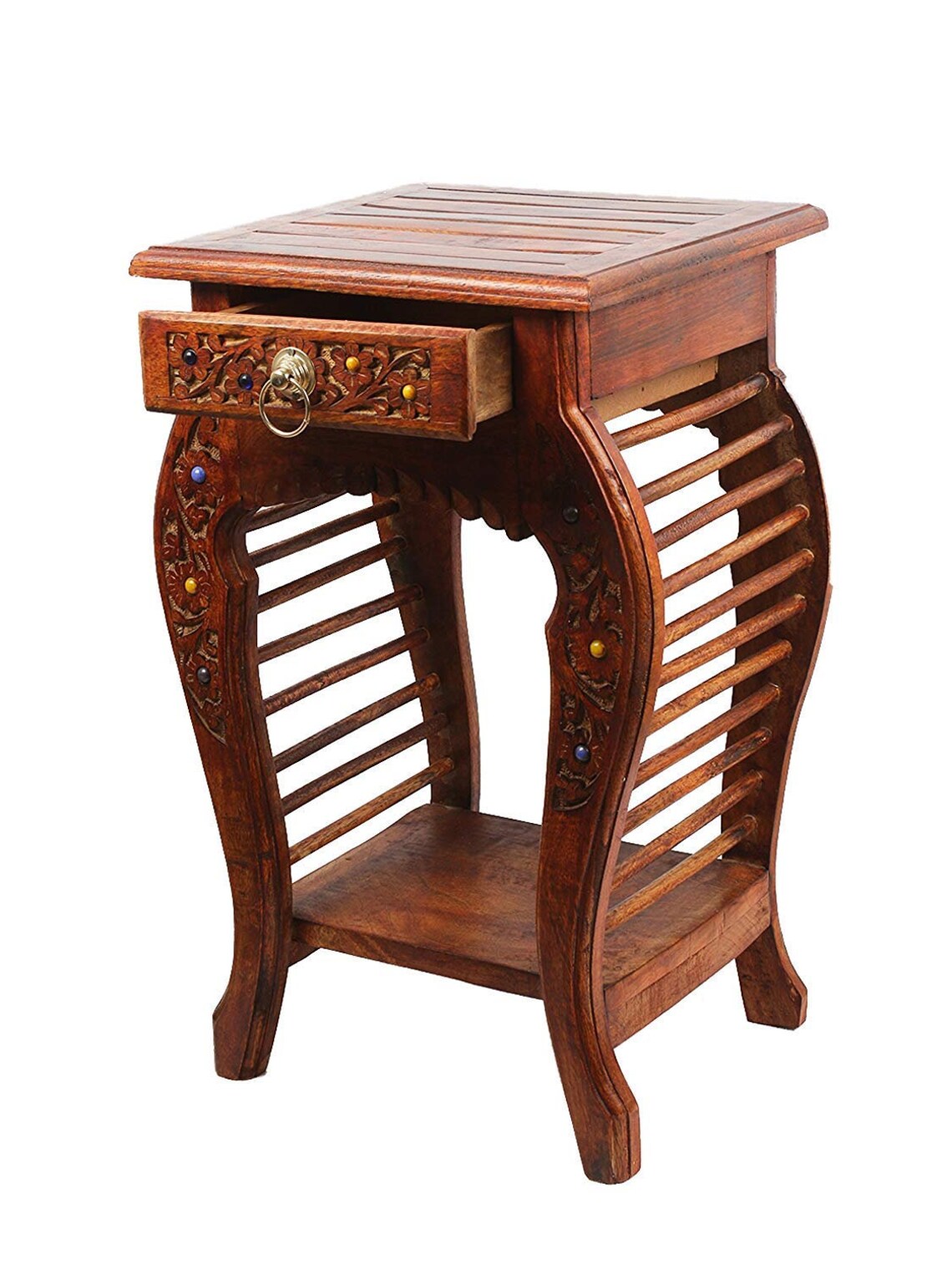 Bedside Table Antique Look Natural Wood with Drawer Storage Etsy