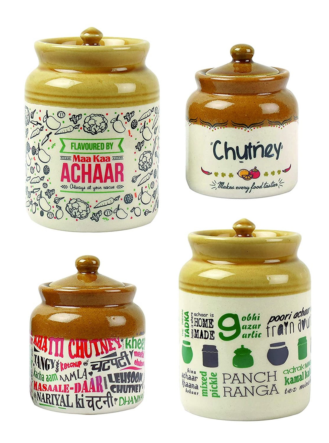 Ceramic pickle jar with lid set of 4 Achaar Bharni Ceramic Etsy