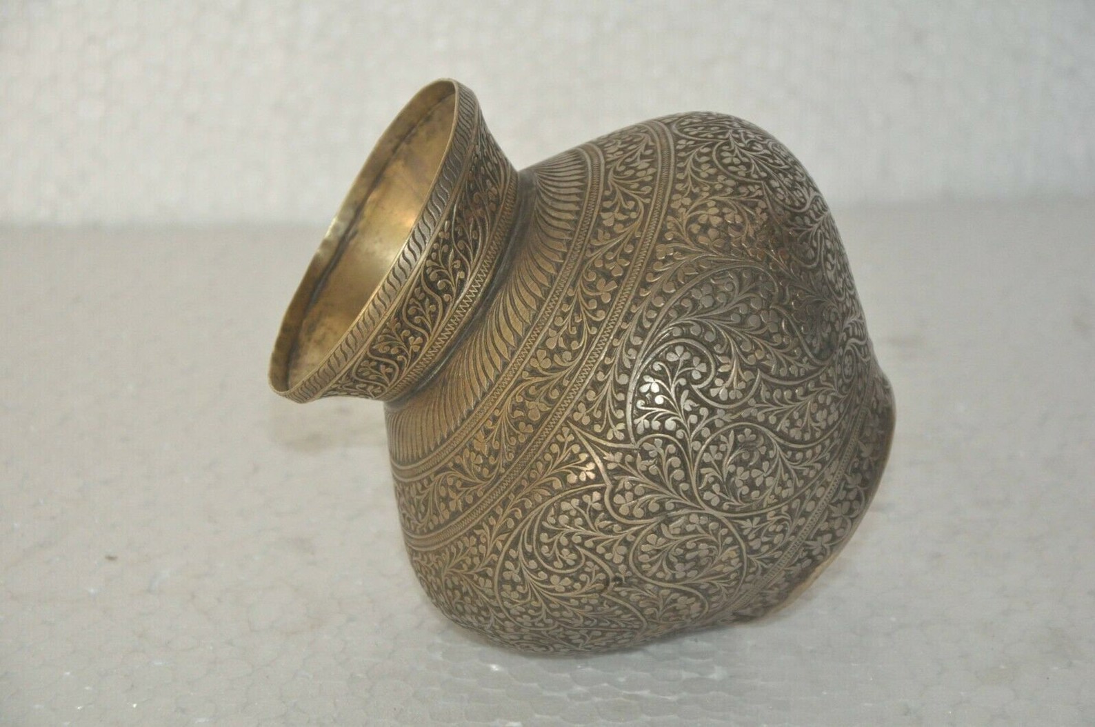 Antique hand carved brass pot vintage brass Lota carved Etsy