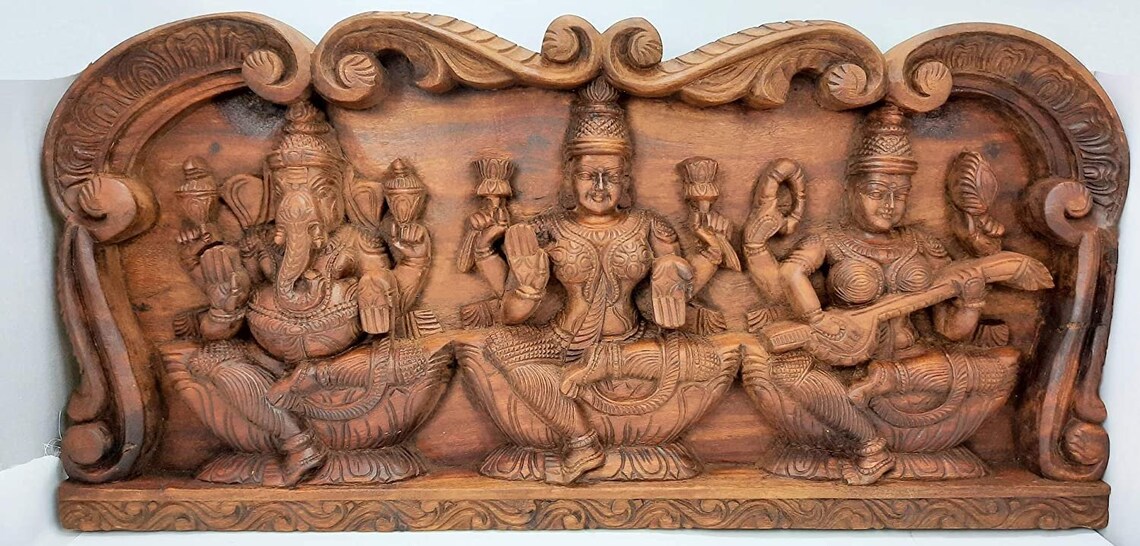 Wooden carved antique wall panel/ Indian artistic rare wall Etsy