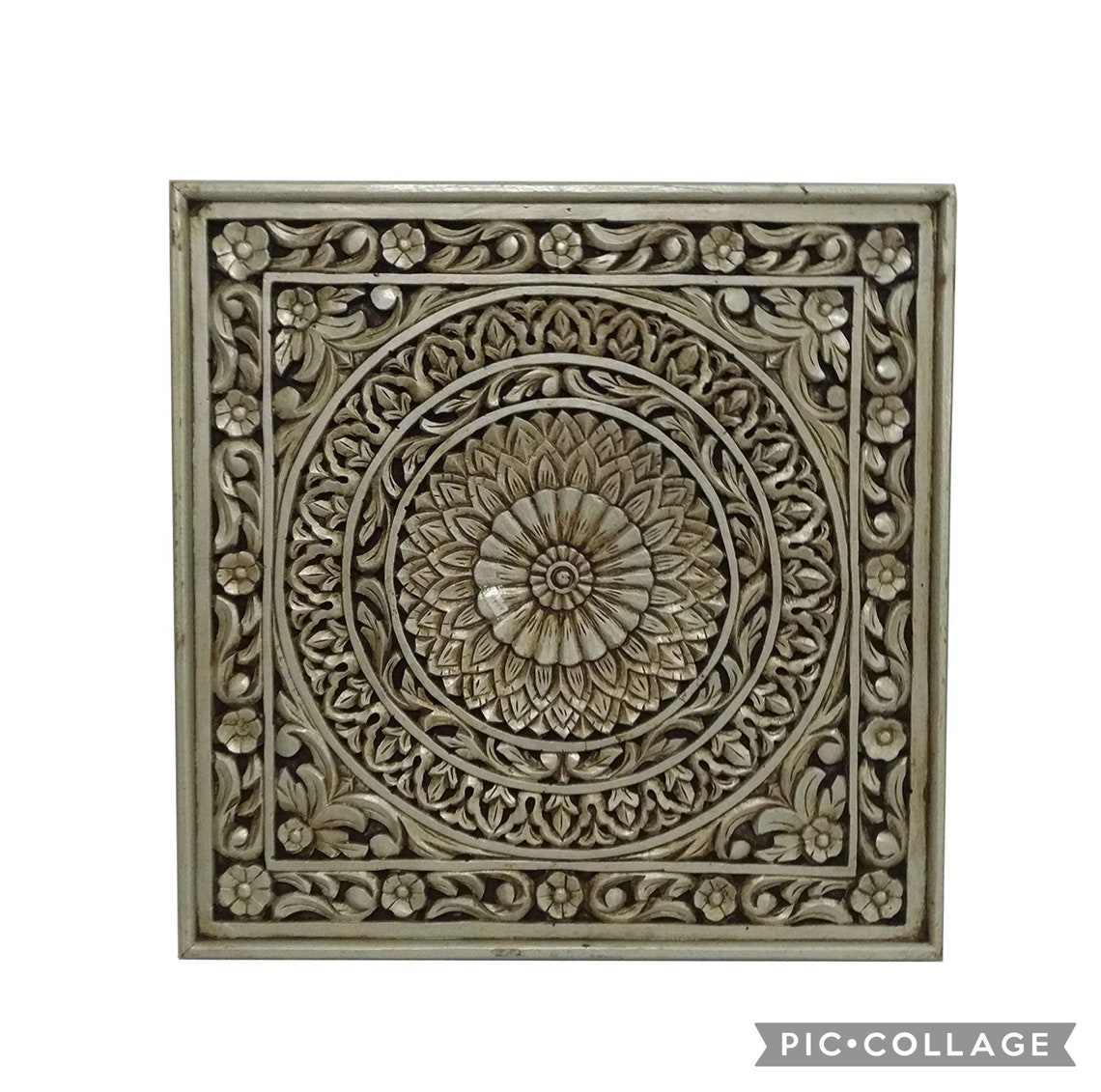 Wooden Indian Carved wall panel Grey distressed wall panel Etsy