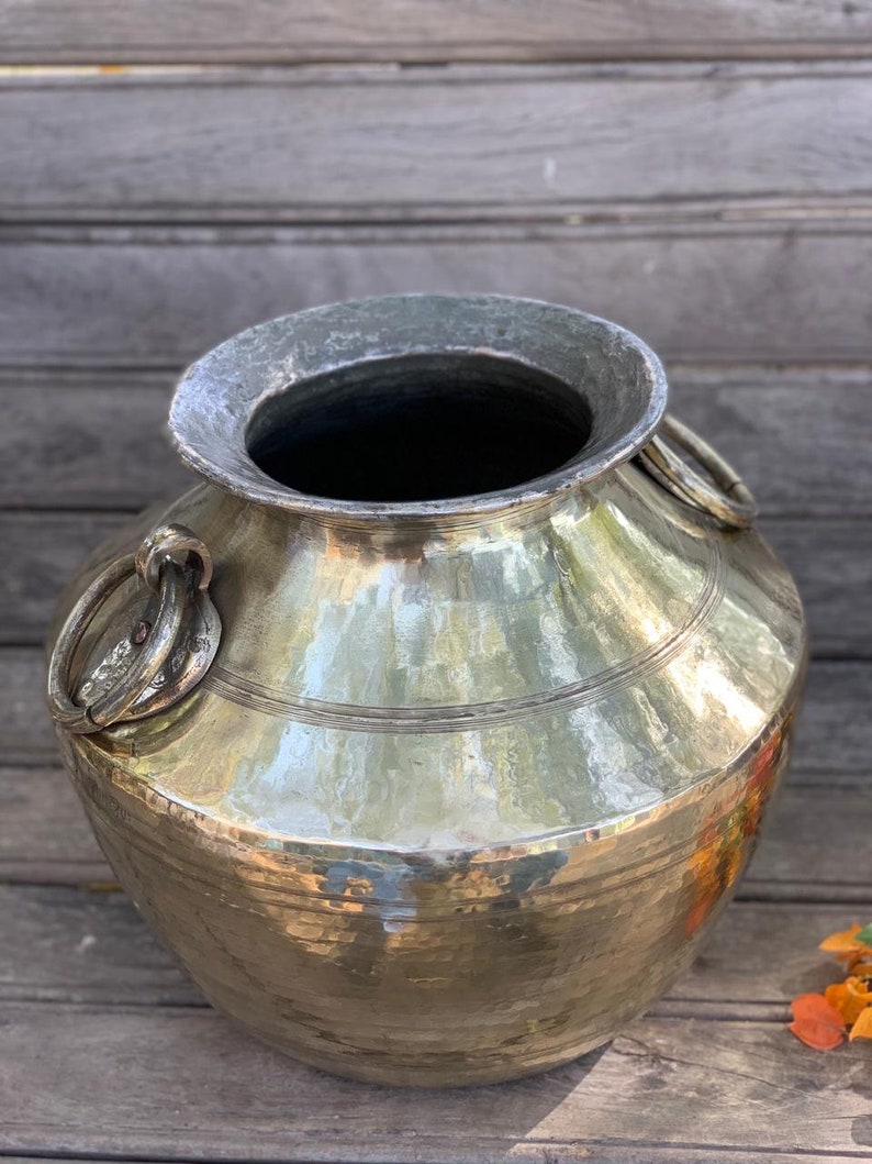 Antique brass pot/ old brass water pot/Brass cooking Etsy