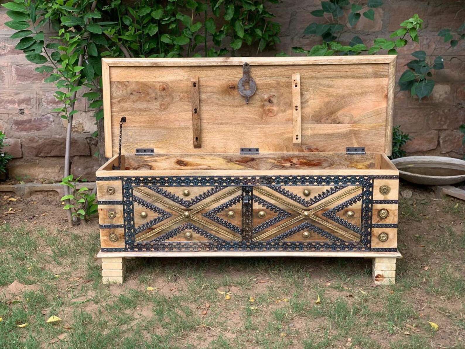 Indian storage chest Vintage Indian trunk dowry chest hope Etsy