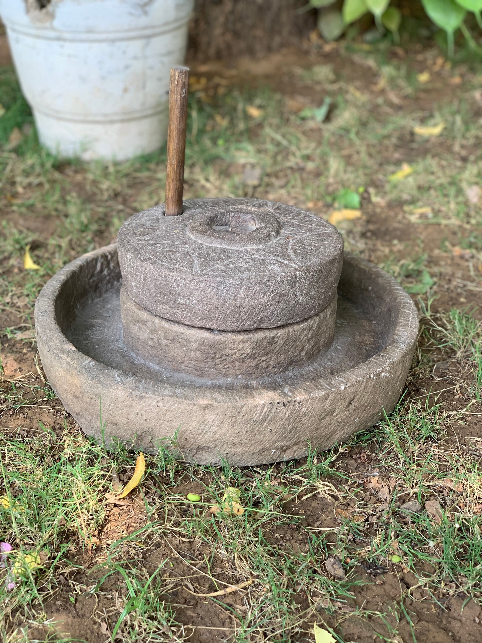 Antique Indian Chakki stone grain grinder pulses spices Etsy