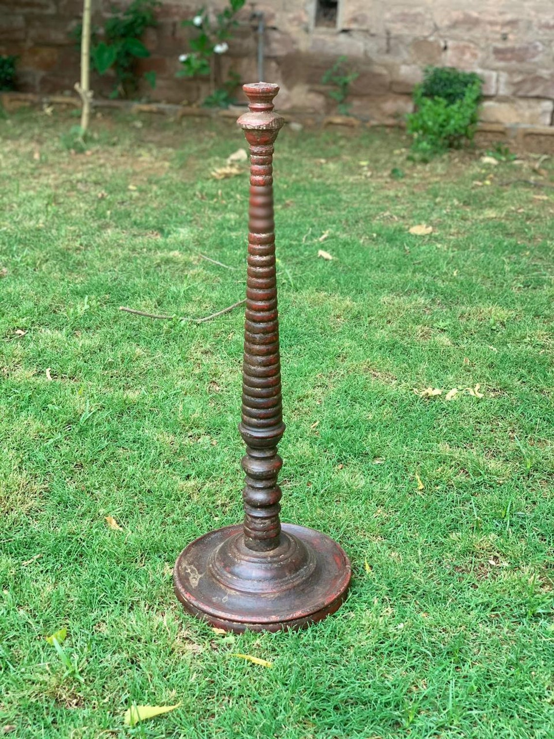 Wooden carved antique candle stand/Rare candle stand/original Etsy
