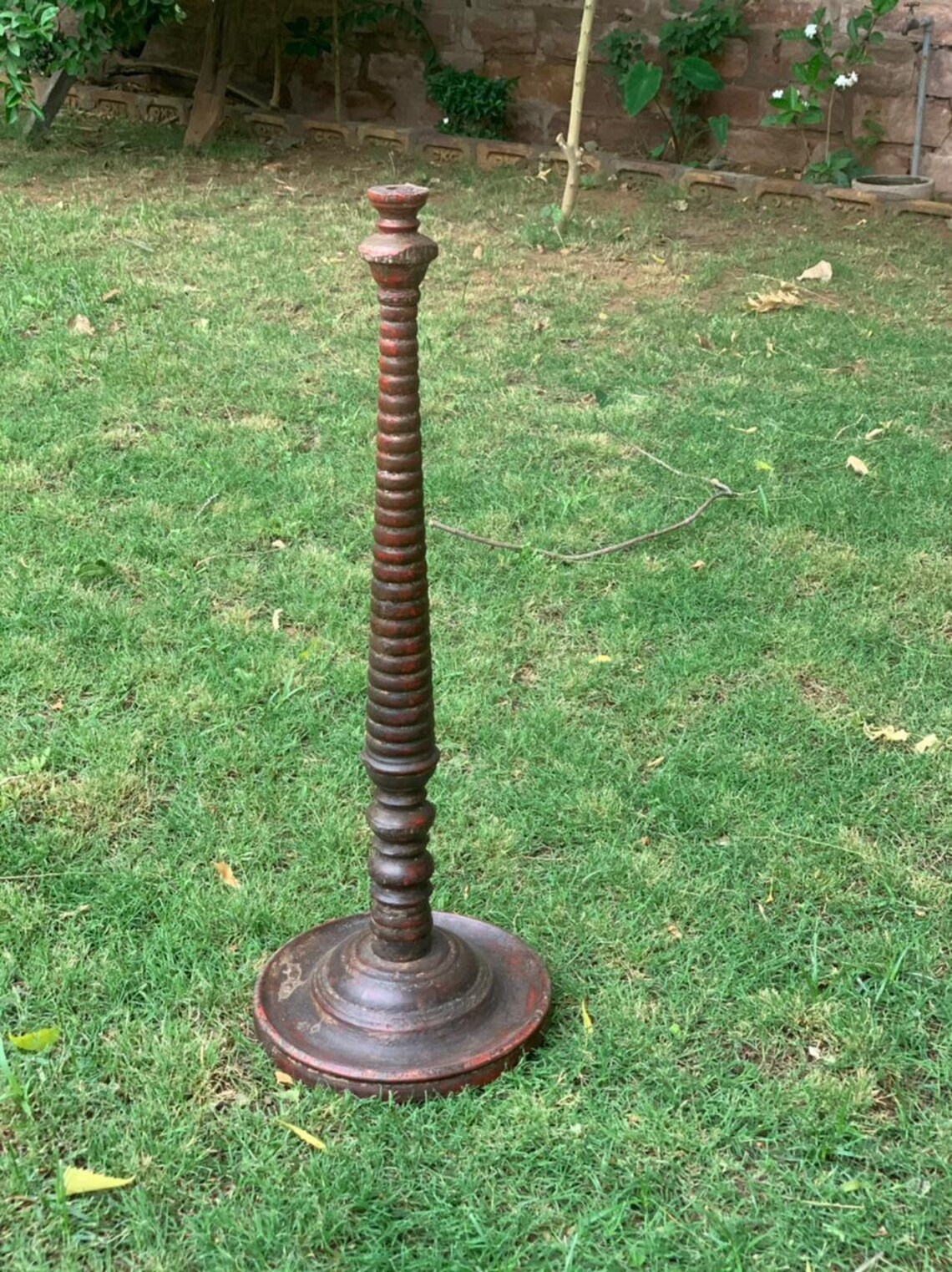 Wooden carved antique candle stand/Rare candle stand/original Etsy