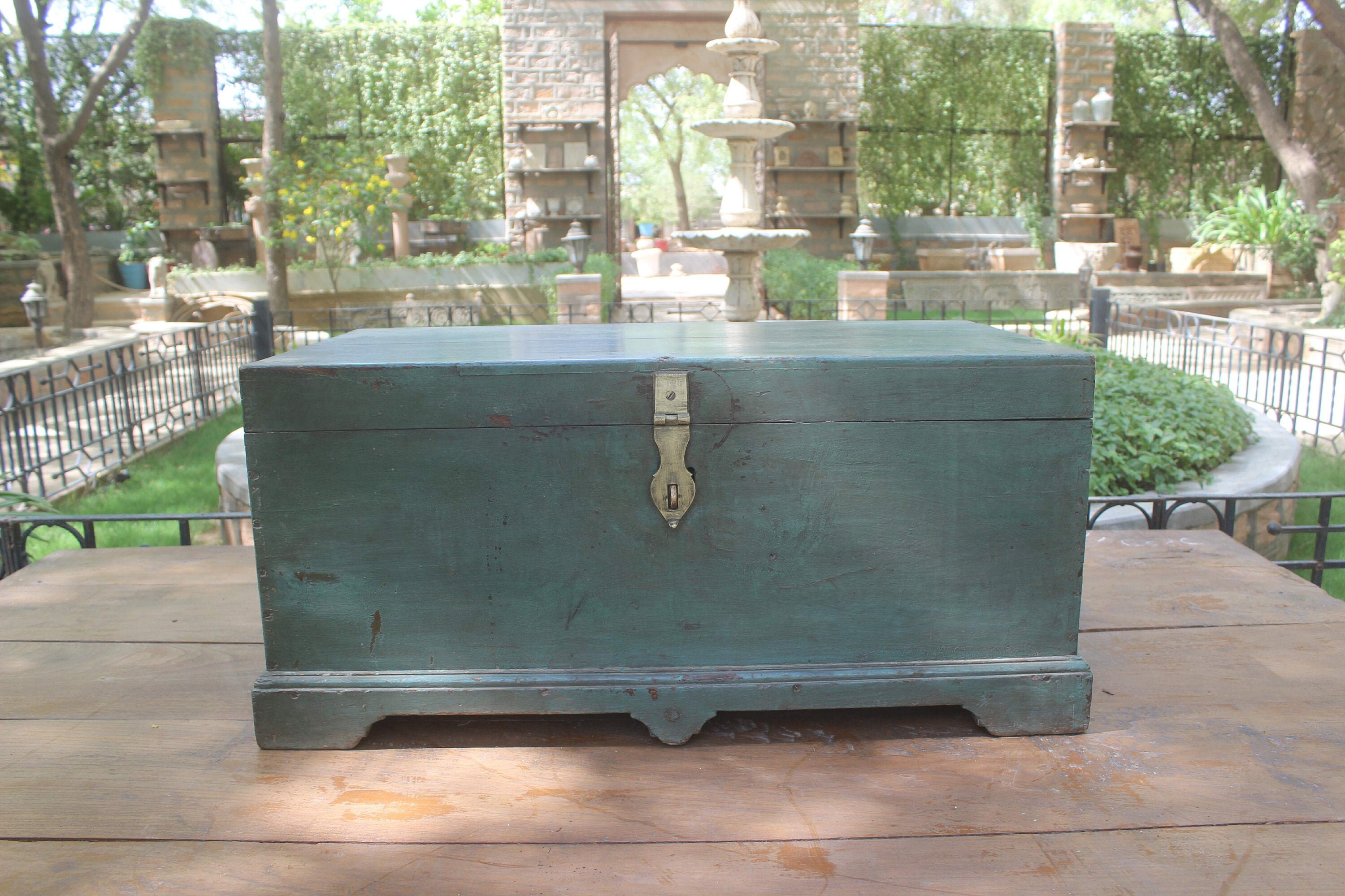 Wooden carved old teak wood box/Wooden antique dowry Etsy