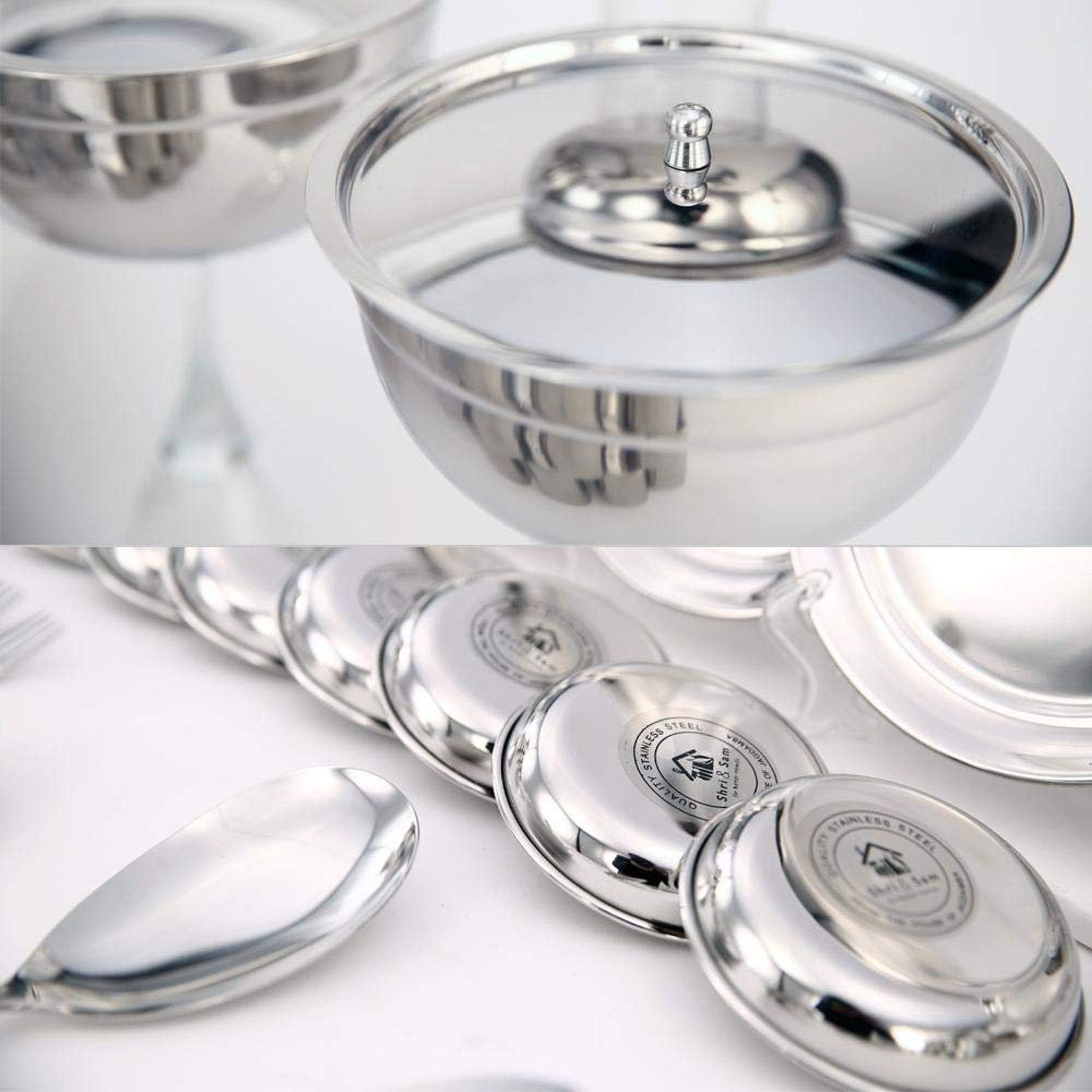 Stainless Steel Dinner Set 101 Pieces Silver Indian Etsy