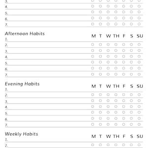 WEEKLY HABIT TRACKER | Printable tracker | mindset | create new habits | digital tracker