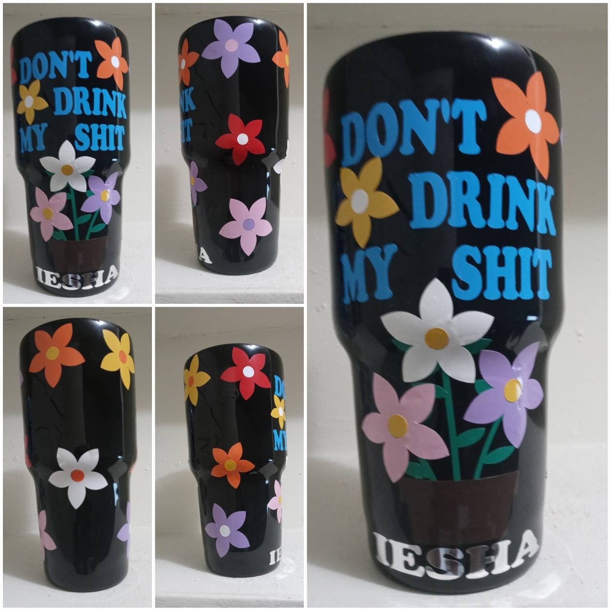 Personalized tumbler with phrase and name. Etsy