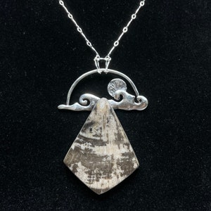 Sweet Home Petrified Wood and Sterling Silver Pendant