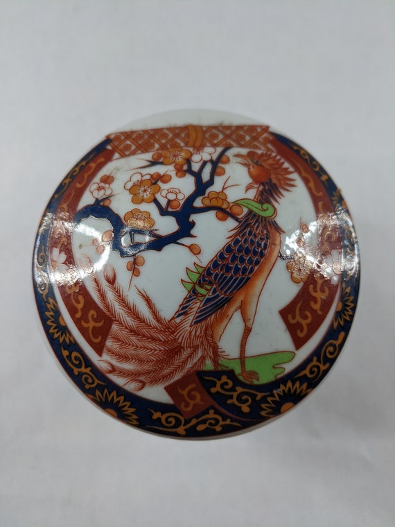 vintage ceramic asian jewelry or trinket box - Pr… - image 1
