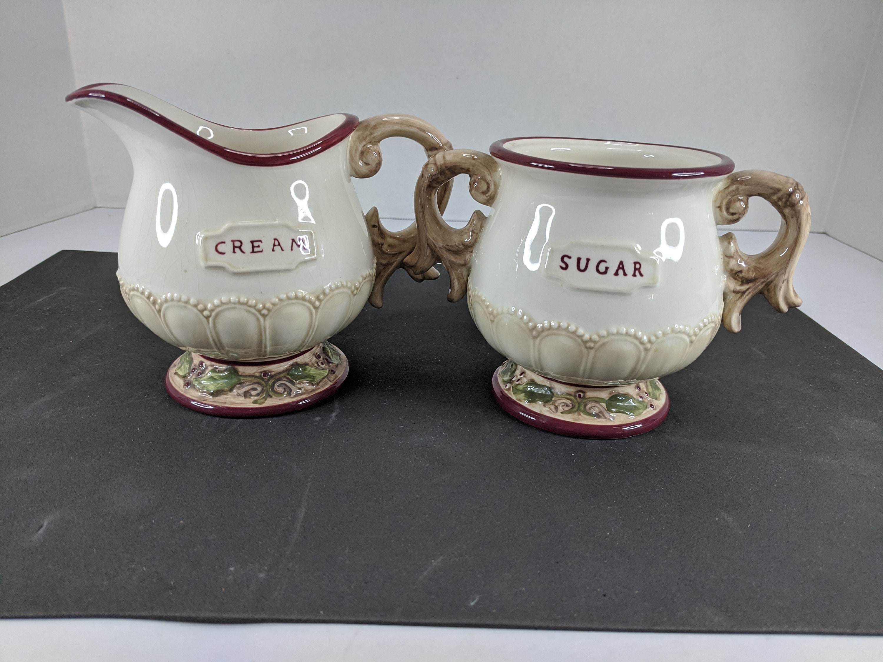 Porcelain Sugar And Creamer With Tray And Crystal Lid Set - Temu
