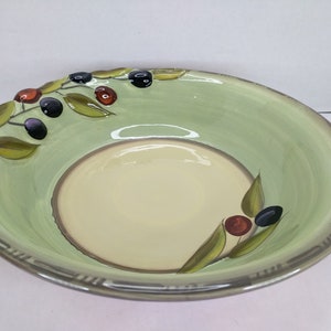 Clay Art Oliva Italian Hand Painted StoneLite 13in Pasta Serving bowl/Fruit bowl