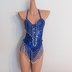 Blue sequin bodysuit clearance