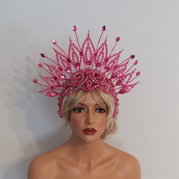 PINK Liberty Headdress-Headpiece-Samba Costumes Carnival-Mardi Gras-Show Girl Las Vegas-Lady GaGa-Burning Man Brazilian Carnaval-KS-LIB-Pi