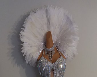 Todos los trajes de samba con cuello de plumas blancas para carnaval, Mardi Gras y espectáculos en Las Vegas y Notting Hill.
